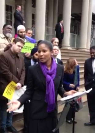 Oumou Bah at Press Conference for NYPD oversight Dec 10 2012